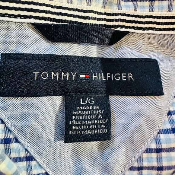 Tommy Hilfiger Blue Checkered Men’s Button Up, Size L - Picture 11 of 11